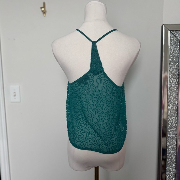 Teal Fairycore beaded Women's shirt sheer glam boho fairy whimsy 2 - Picture 4 of 5